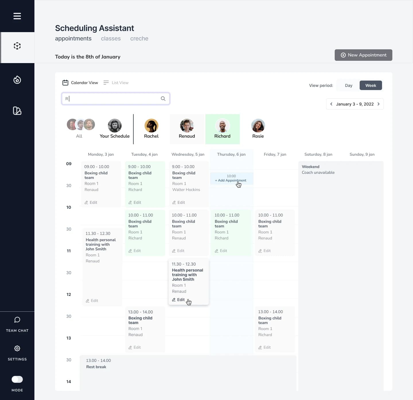 Prototype screens for the integration